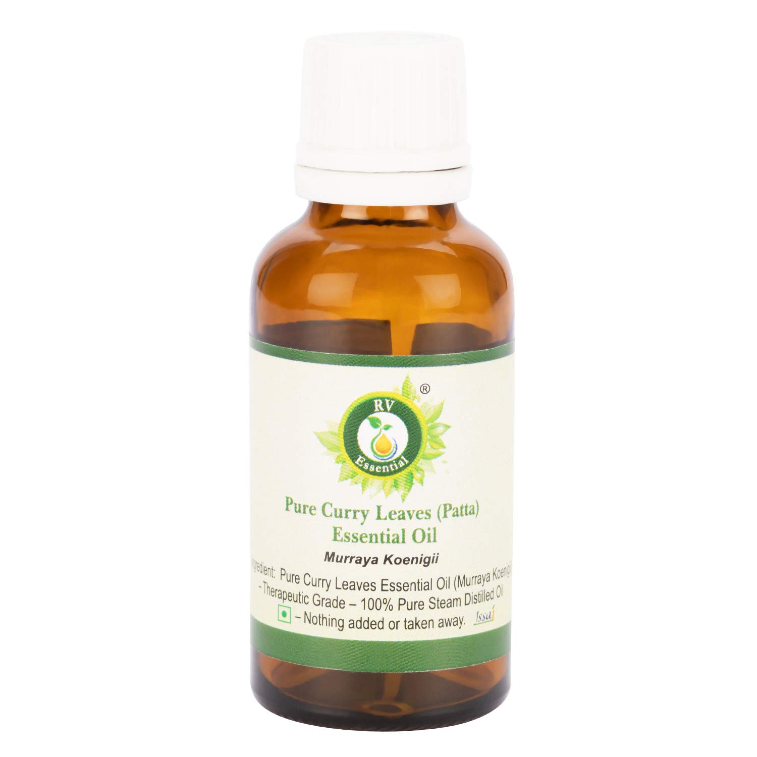 R V Essential ?Pure Curry Leaves (Patta) Essential Oil 5ml (0.169oz)- Murraya Koenigii (100% Pure and Natural Steam Distilled)