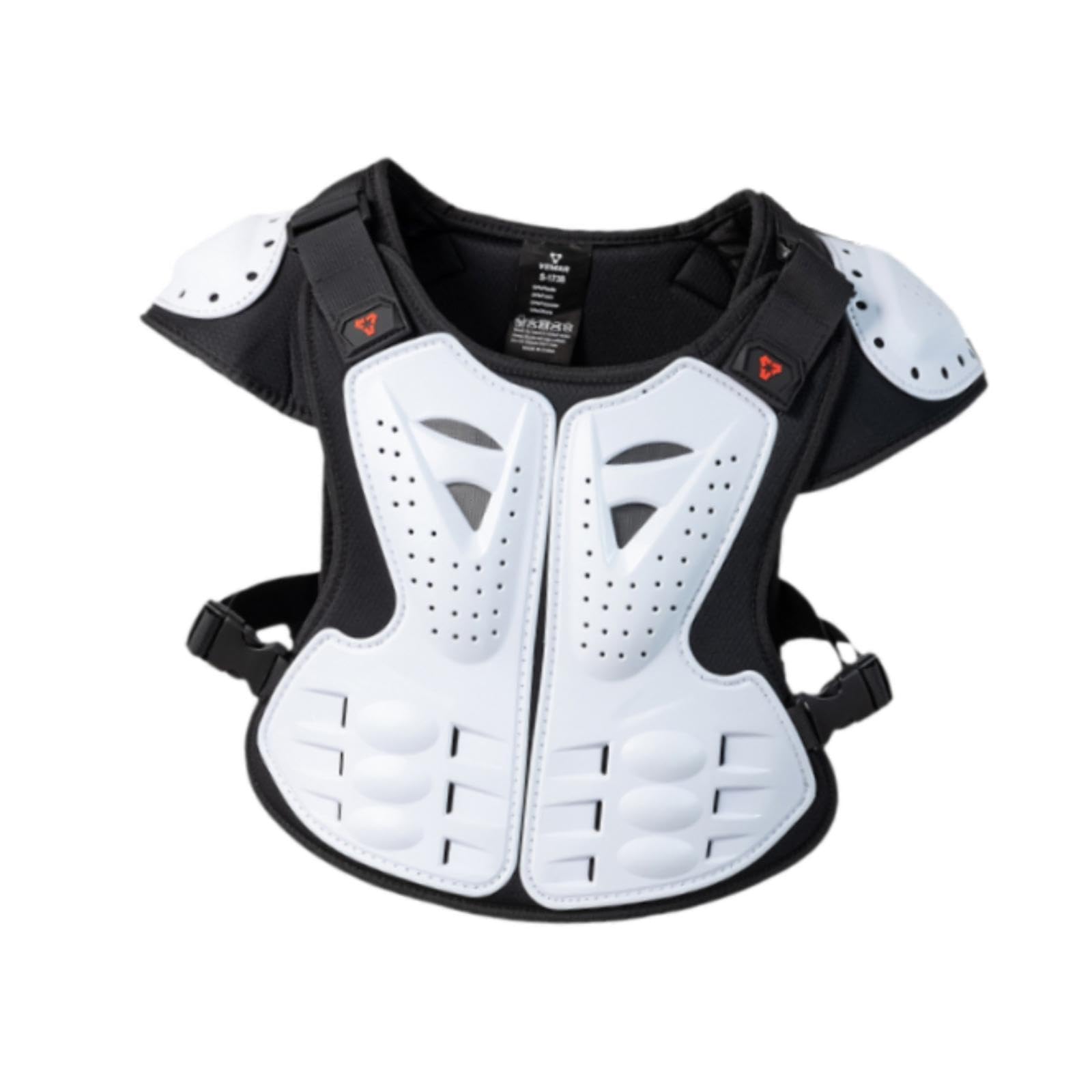 Harilla Chaleco de Motocicleta con Protección Corporal, Protección de Hombros, Chaleco Anticaída para El Pecho Y La Espalda para Patineta, Motocross Y Niños, Blanco