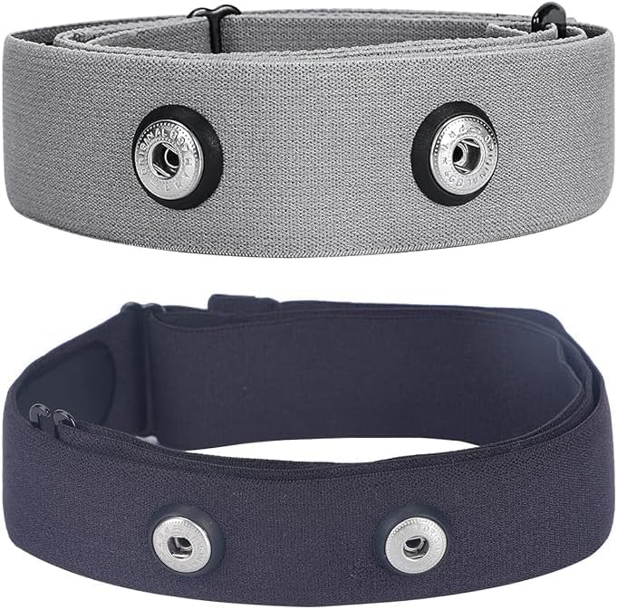 Paquete de 2 correas de repuesto para monitor de frecuencia cardíaca, compatibles con Polar H7 H9 H10 Wahoo Tickr Garmin HRM (mediano, negro y gris)
