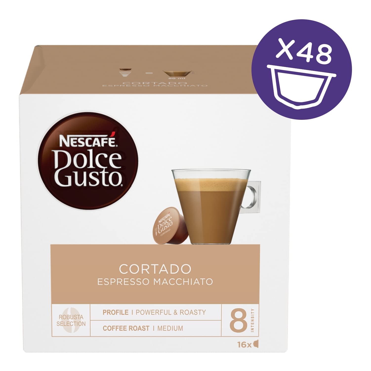 Nescafé Dolce Gusto 3 Confezioni Caffè Cortado Espresso Macchiato, 2 x Ginseng, 1 x Cortado Decaffeinato (96 Capsule)