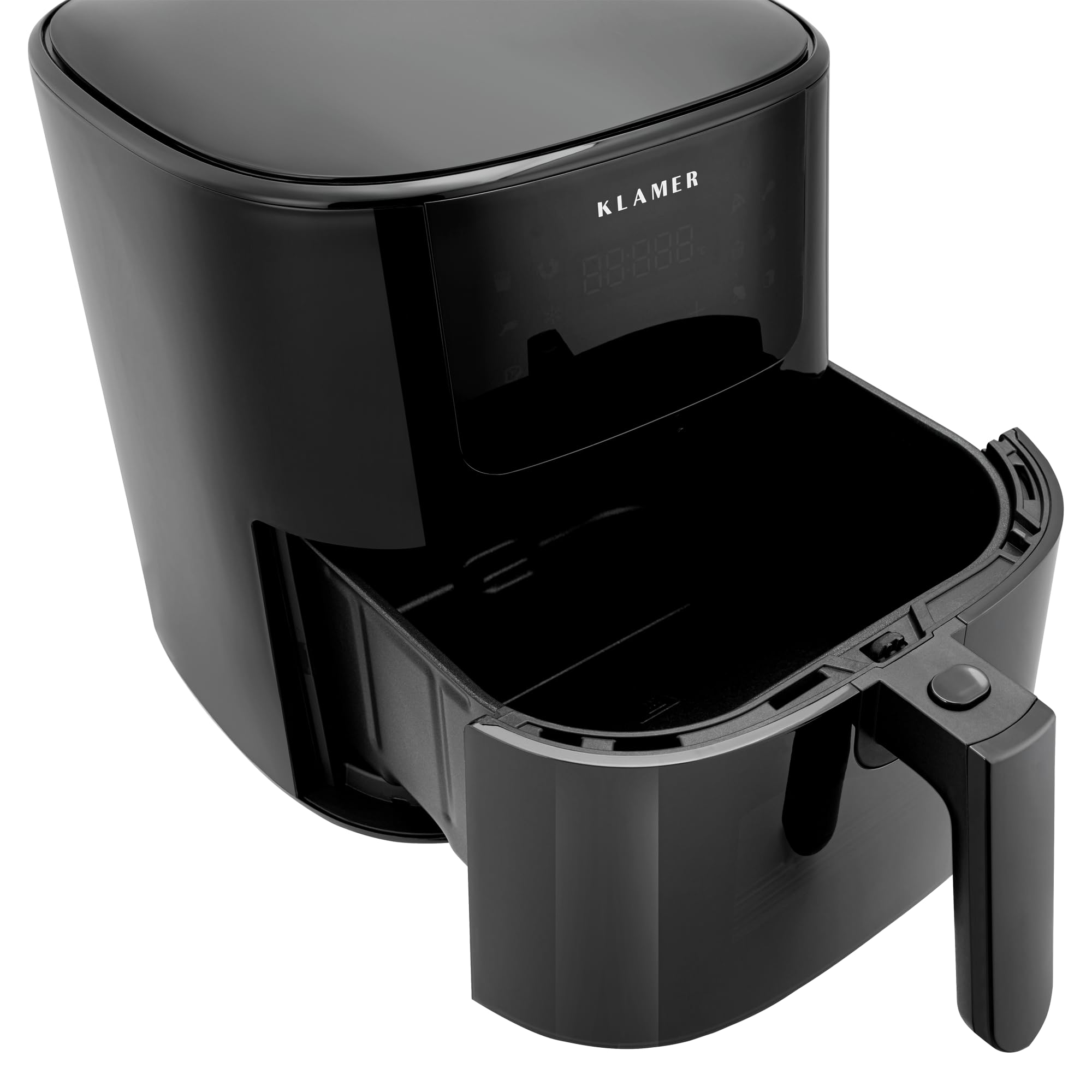 KLAMER Heißluftfritteuse 5 L XL mit Sichtfenster, für bis zu 5 Personen | Airfryer mit 10 Programmen, Schüttel-Erinnerung und digitalem deutschen Rezeptbuch, bereitet Gerichte mit weniger Fett zu