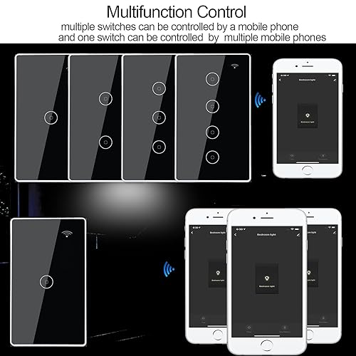 Miniatura 3 de Interruptor de luz inteligente, interruptor de luz WiFi de 2.4 GHz compatible con Alexa y Google Home, interruptor de luz de pared táctil