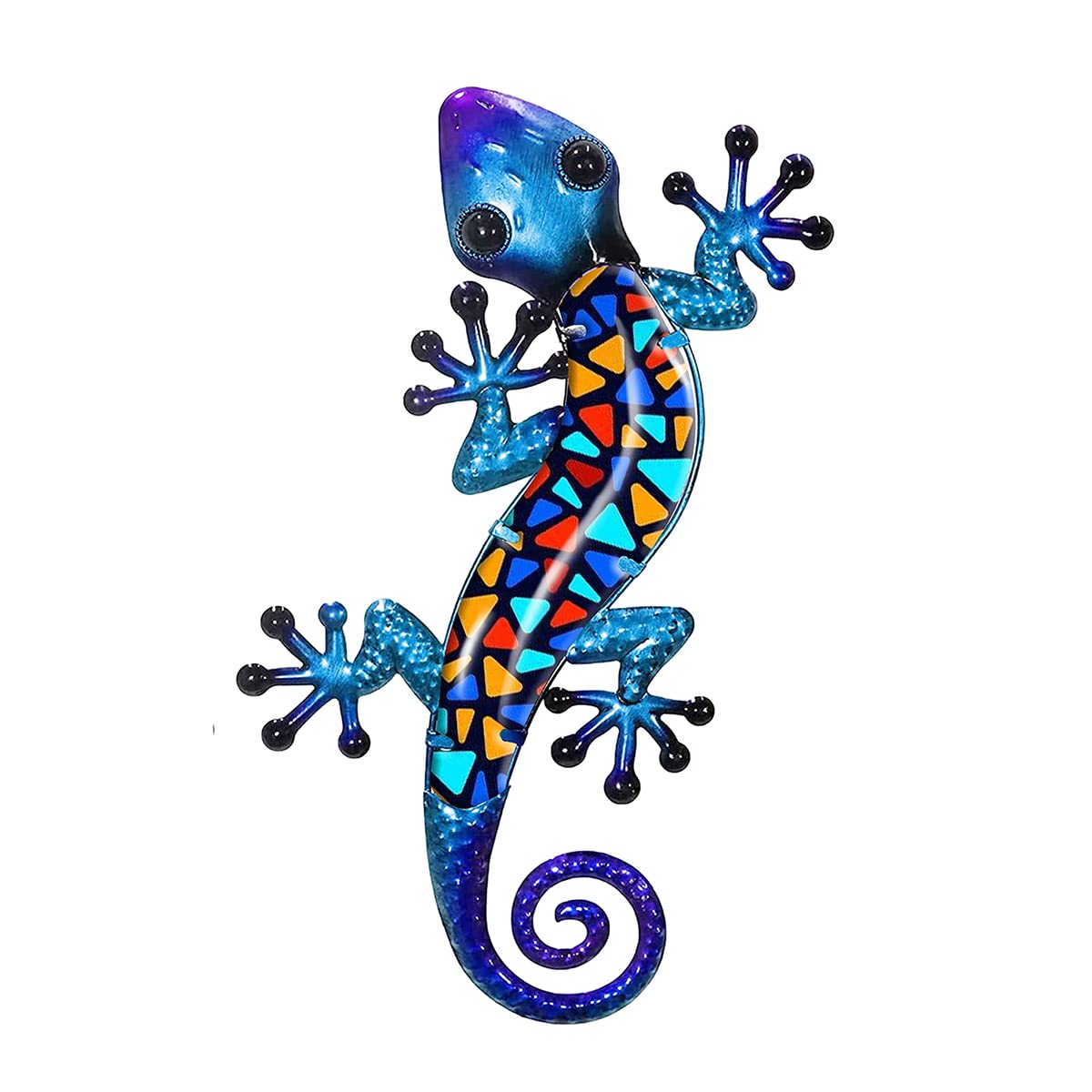 Decorazione da parete Gecko in metallo, arte del giardino lucertola, scultura in vetro sospesa, per interni ed esterni, recinzione per terrazza, 3 colori, 2 pezzi  15
