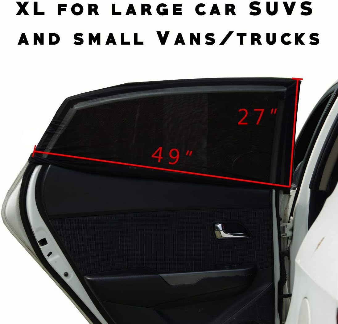 Cozybiub Premium 2 Pack Car Side Window Sun Shades Protects Baby,Kids,Pets Super Large XL Size Cover Windows Up to 49x26 Inch,Fits Large Car SUVS and Small Vans/Trucks