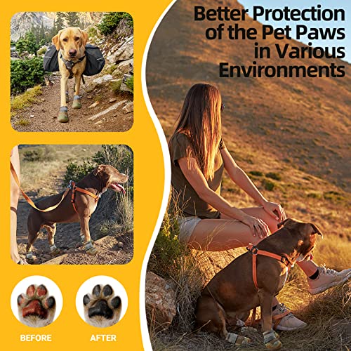 Dog Shoes For Small Medium Dogs: Large Dog Boots & Paw Protectors For Hot Pavement Winter Snow, Outdoor Walking 4Pcs Dog Booties, Indoor Hardfloors Anti Slip Sole Dog Shoes Brown Size 4 #TOP2