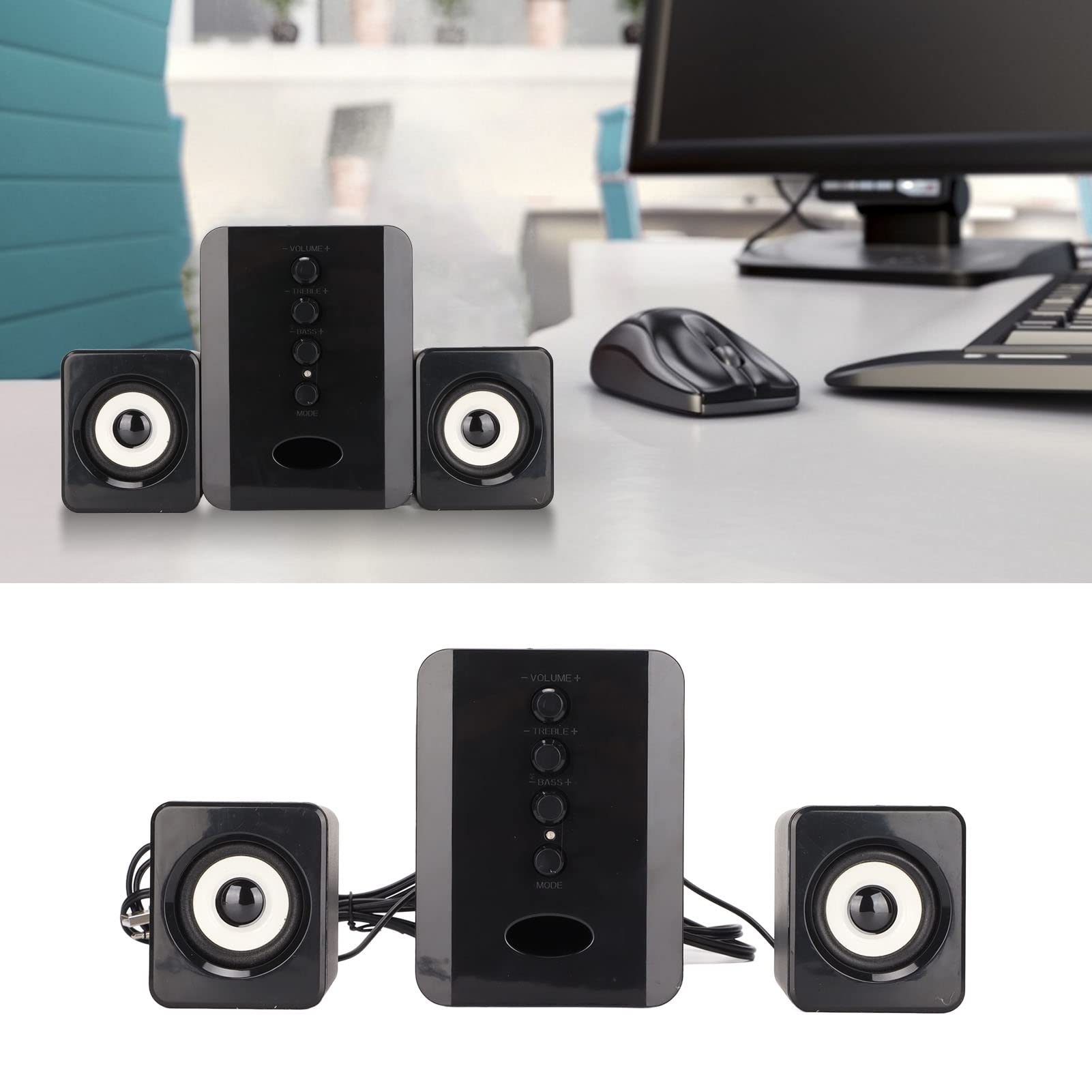 Cocoarm Mini USB Komputerowy Głośnik z Subwooferem, 2.1 Kanałowy (Wersja