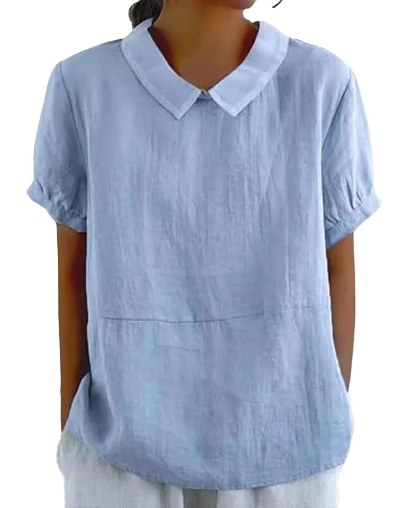 Zhyaj Boho Cotton Shirt for Womens Floral Printed Short Sleeve Summer Linen Shirts Casual Collared Trendy Blouse Tops