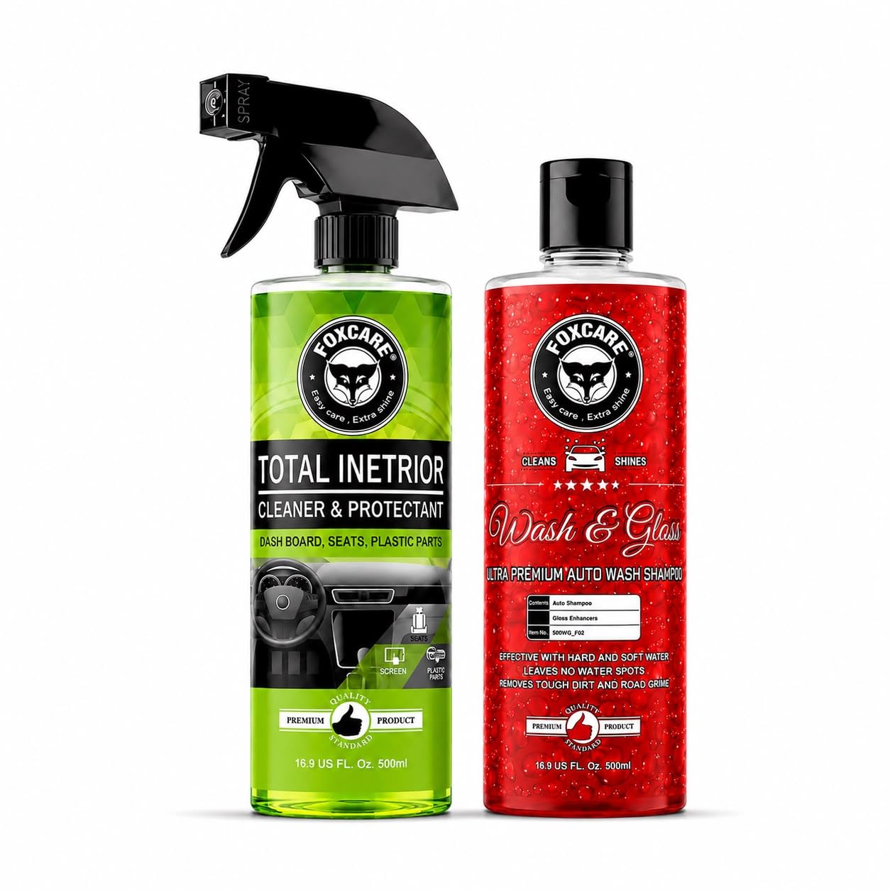 foxcare Wash & Gloss Car Wash shampoo (Works with Foam Cannons, Foam Guns or Bucket Washes) Safe for Cars Motorcycles and total interior cleaner for car interior cleaning combo - 500ml each-image-19