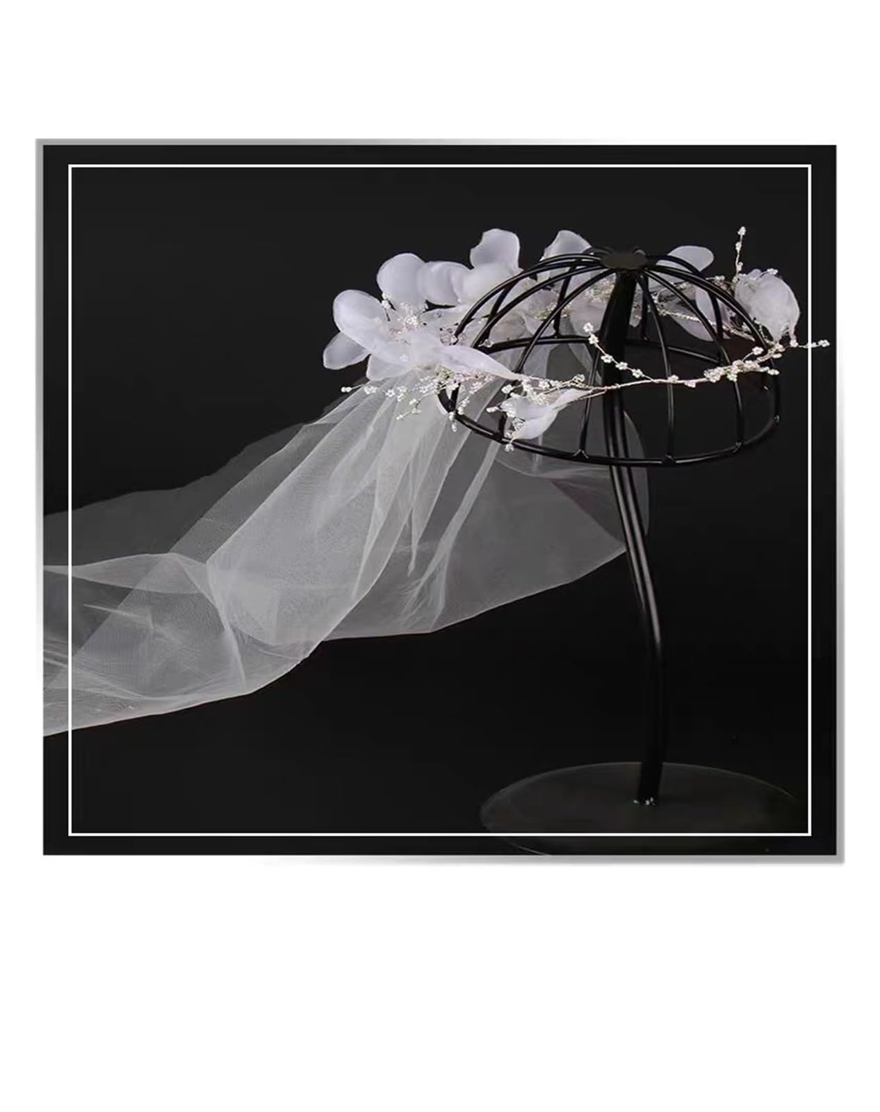 KeuLen Brautschleier, Hochzeitsaccessoires for Frauen, Blumenkrone mit Kamm, weiße Elfenbein-Stirnbänder und Kopfbedeckungen