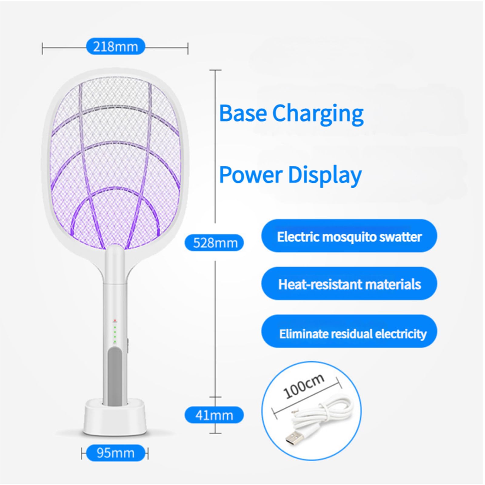 Matamoscas Eléctrico Portátil con Luz Led UV De Alto Voltaje, Recargable por USB para Interiores Y Exteriores.,B