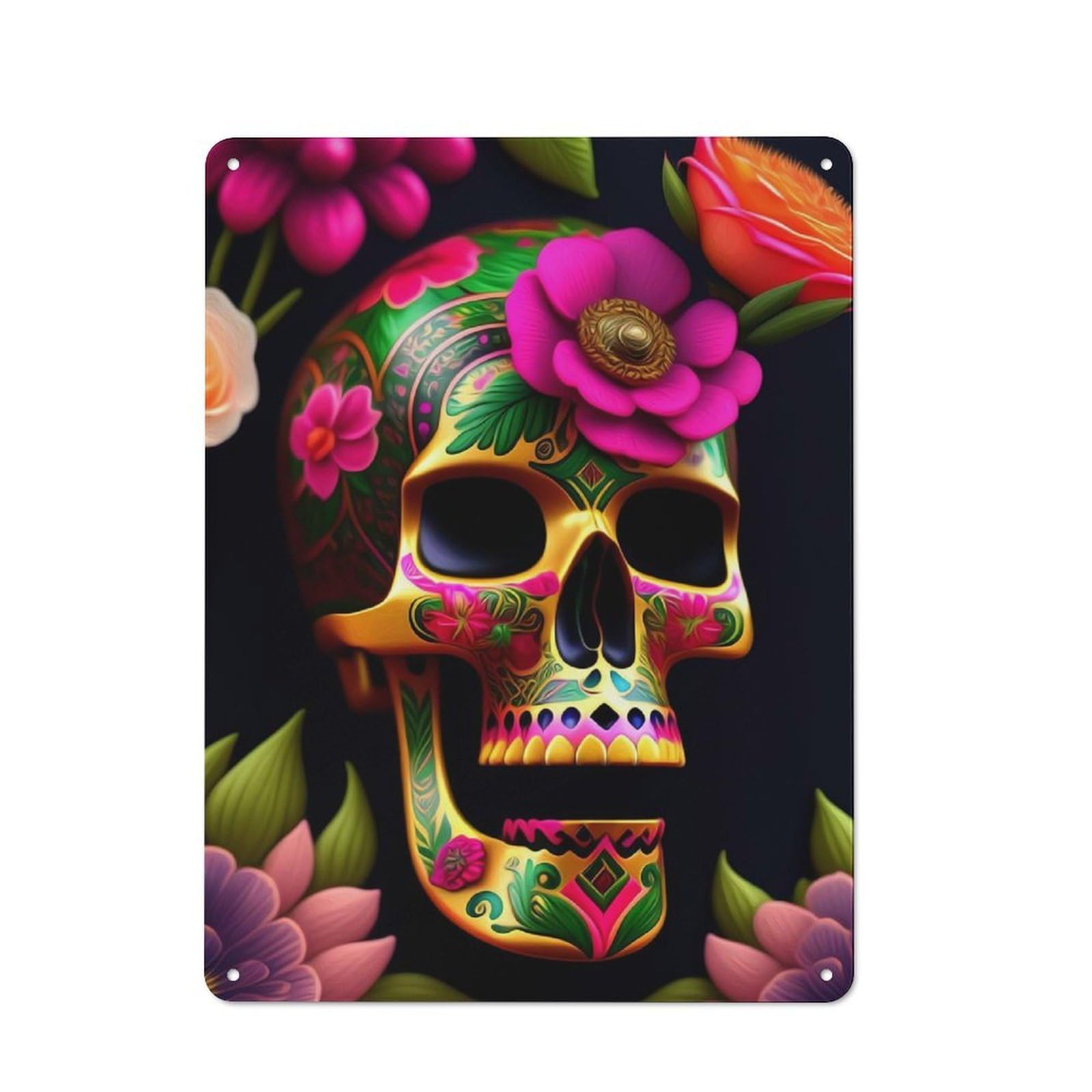 Junmoney Skull 63 Metal Wall Sign 40X30cm Featuring For Pub Or Café, For Pub Decor Enthusiasts, For Retro Home Interiors