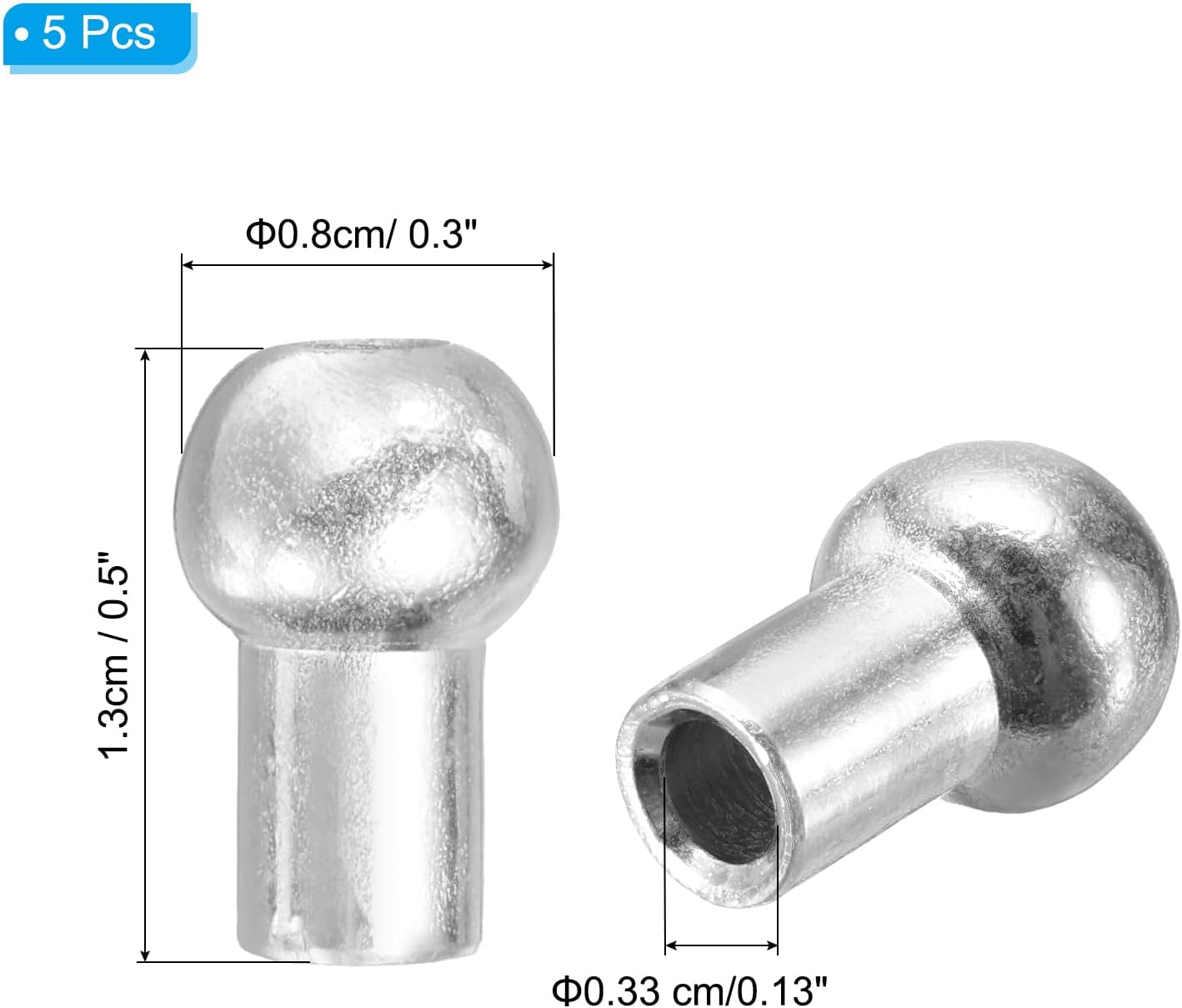 PATIKIL Cable Ball Stopper, 5pcs Stainless Steel Gym Machine Accessories for 5mm Cable Fitness Equipment Wire Rope Port Joint Replacement Parts for Home Gym Machine, Silver