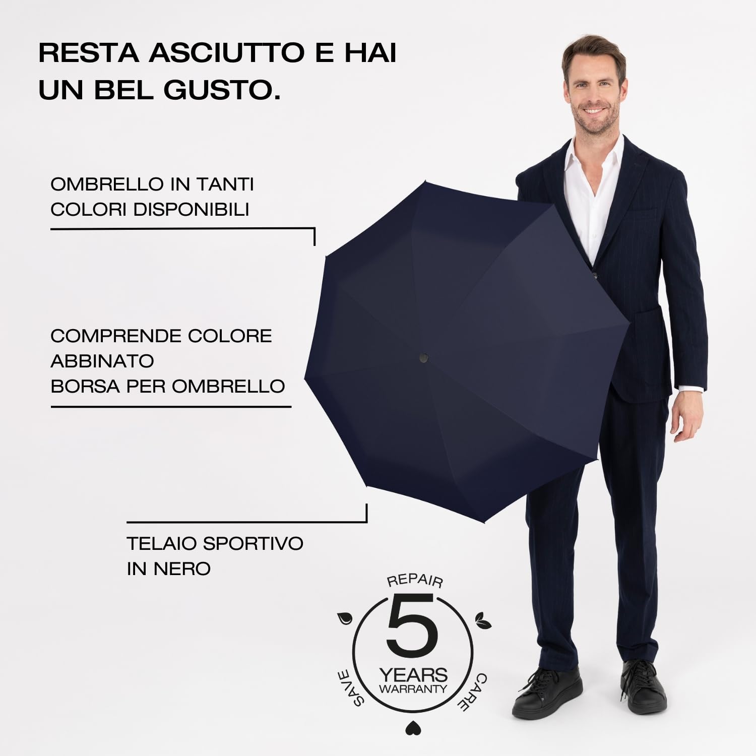 Knirps I.200 Medium Duomatic ombrello con borsa portaombrelli I ombrello tascabile piccolo con pulsante I ombrello automatico I ombrello tascabile leggero e resistente alla pioggia