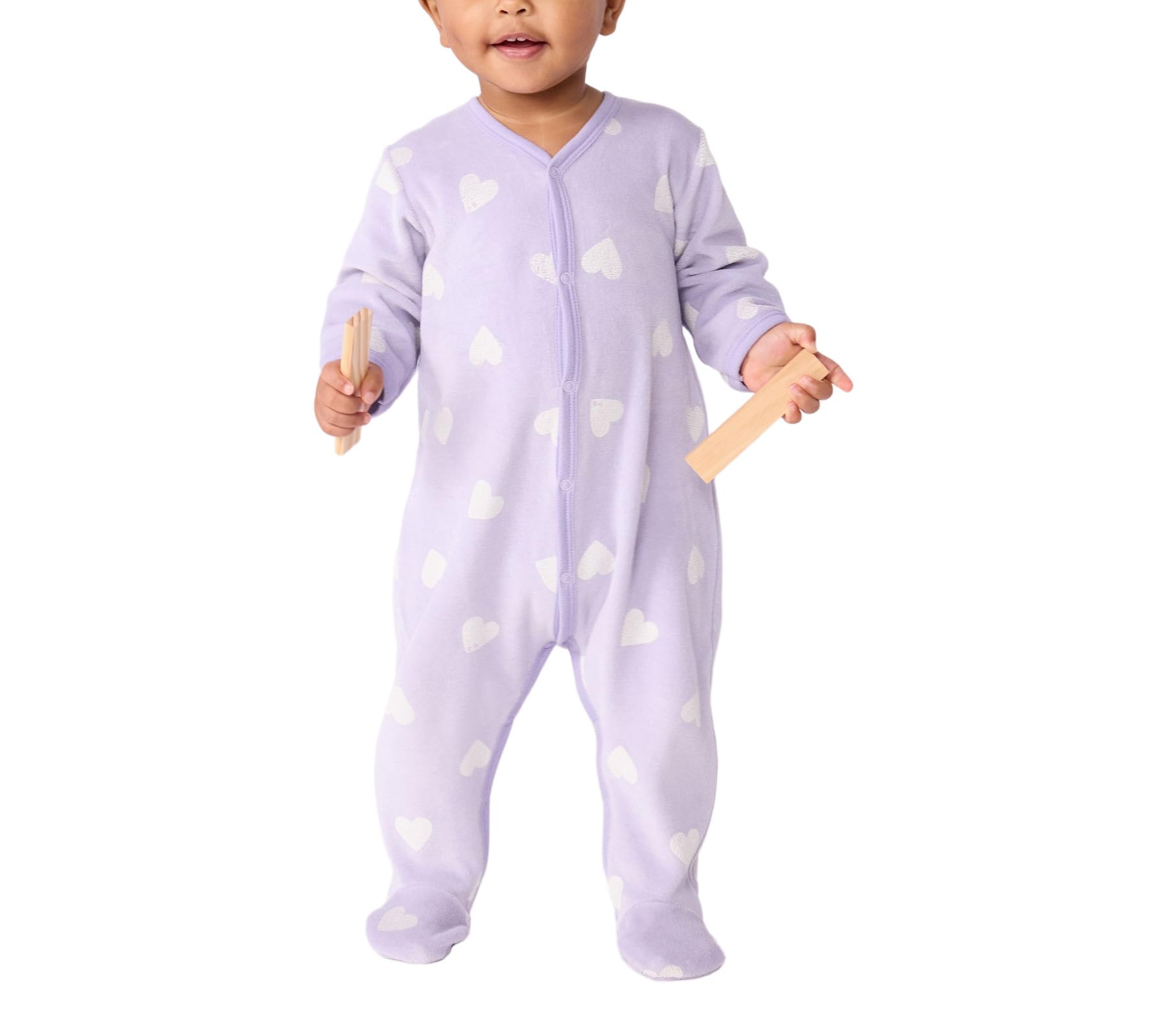 Petit Bateau Pyjama Bébé En Velours Imprimé Cœurs A0dwu01 Ropa Noche Bebé-Niñas (Pack de 1)