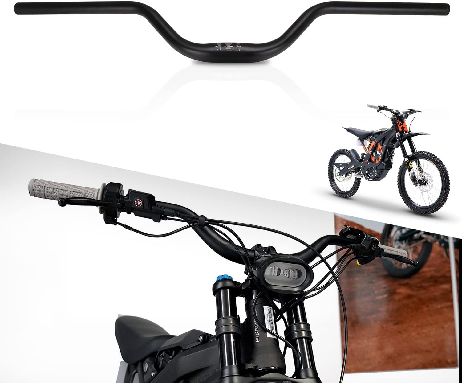 Sur Ron Handle Bar,Motorcycle Handlebars 7/8'' 22MM Aluminum Riser Swallow Handle Bar for Sur Ron Surron Light Bee X/S Segway X260 X160 Electric Dirt Bike Ebike Black