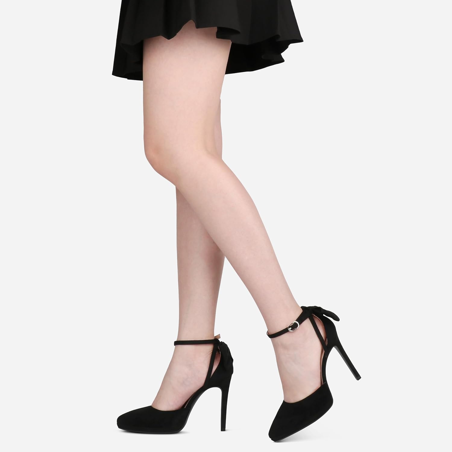 COLETER Women's Bowknot High Heels Platform D'Orsay Pumps Pointed Toe Stiletto Heels Ankle Strap Wedding Shoes - Image 7