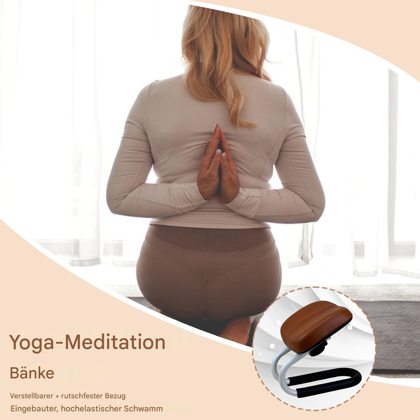 Generisch Gebets- und Meditationsbank rutschfeste Beinhülle Tragbarer Stuhl | Kniebank Tragbares Yoga-Stuhl Zubehör, Geeignet Für Das Eigene Yoga-Studio Zu Hause Und Für Entspannungsübungen