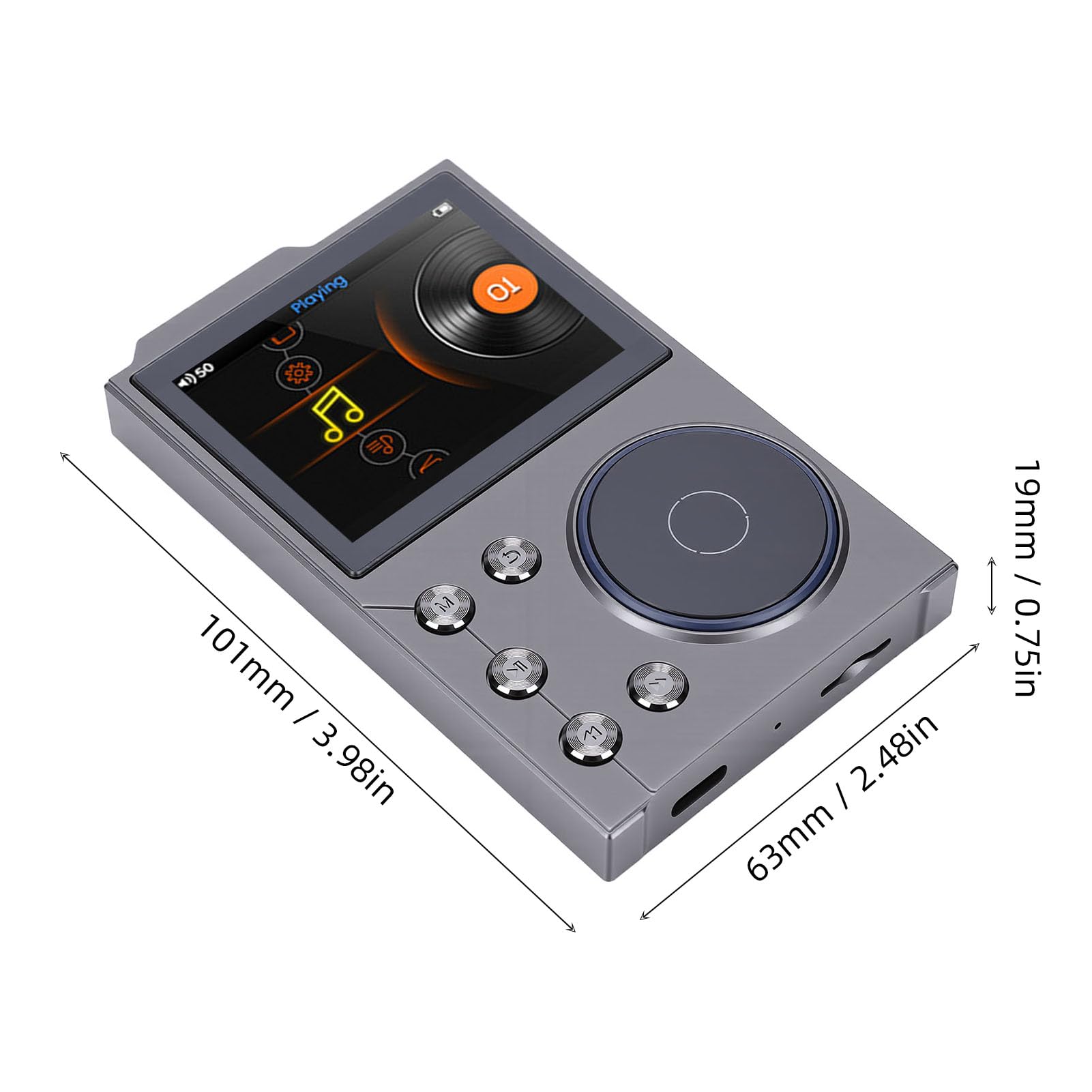 Lettore MP3 HiFi Ad Alta Risoluzione con Lettore Audio Digitale Bluetooth 5.0 Musicale Compatto per Appassionati di Musica 101 X 63 X 19 Mm