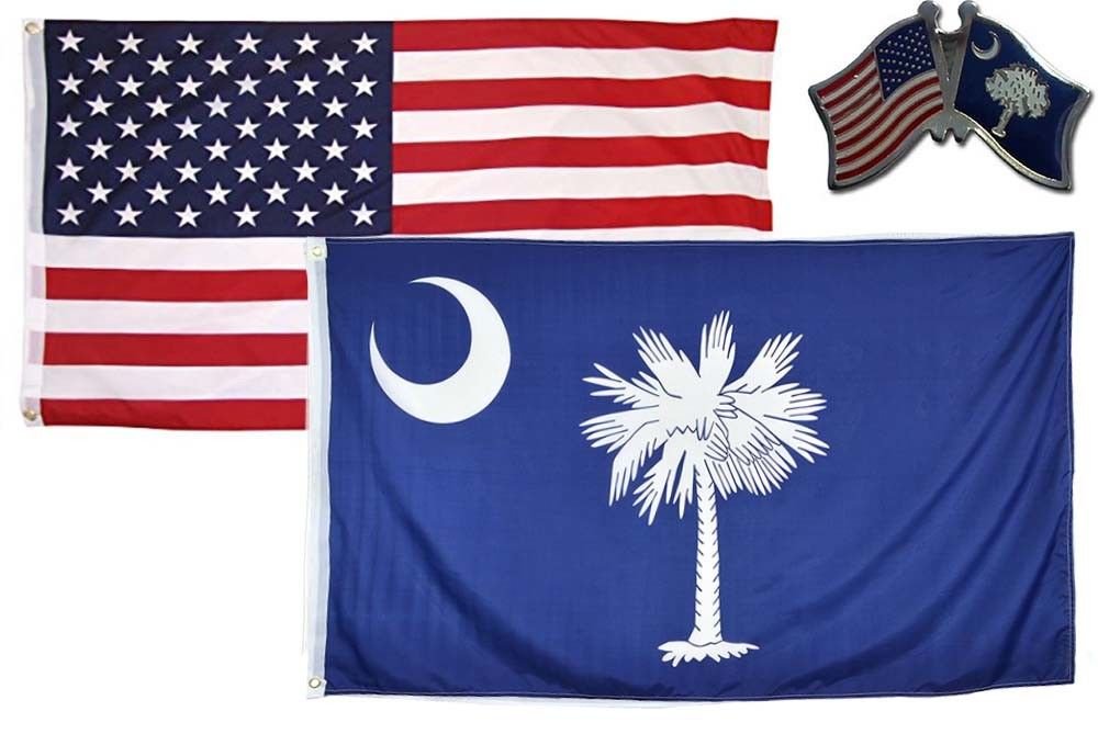 Wholesale Combo Lot of 3x5 USA Flag & State of South Carolina 3x5 2 Flags Wholesale Combo Lot of 3x5 USA Flag & State of South Carolina 3x5 2 Flags