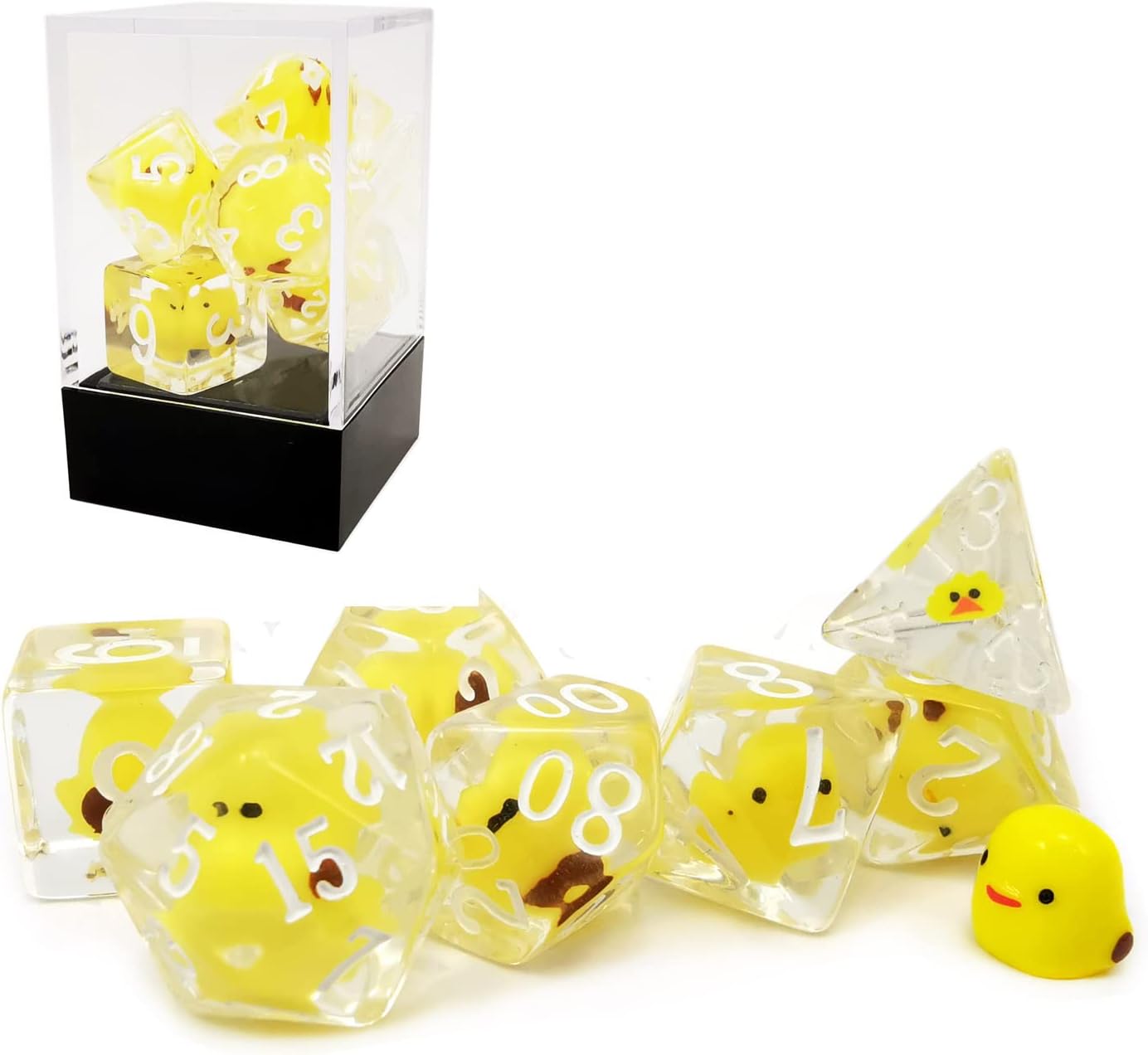 Bescon Yellow Chicken RPG Dice Set of 7, Novelty Chicken Polyhedral Game Dice Set