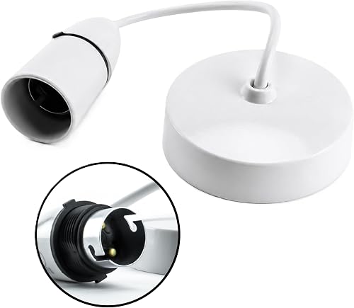Status Ceiling Pendant Light Fitting, 6‑Inch White Bayonet (B22) Pendant for Ceiling, Pre‑Wired with Cord Grip, Indoor Lighting Fixture, S6INCPB4