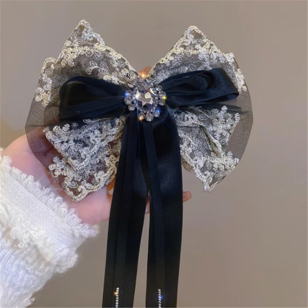 Autumn and winter lace ribbon large hair clips temperament retro back of the grab hairpin spring a word clip top