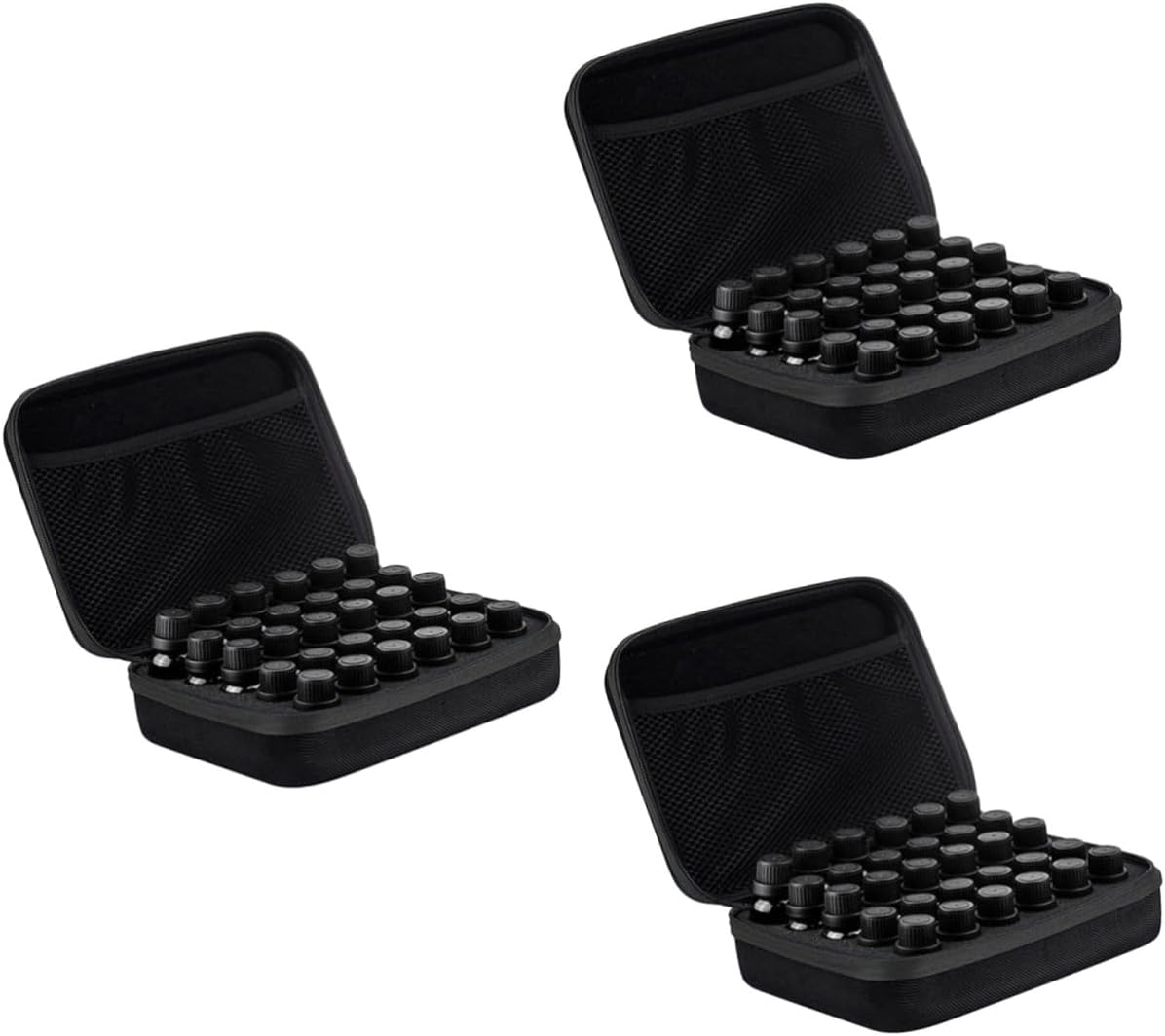 3pcs Bottles Essential Oils Storage Case Portable Organizer for Bottles Shockproof Travel Box Black for