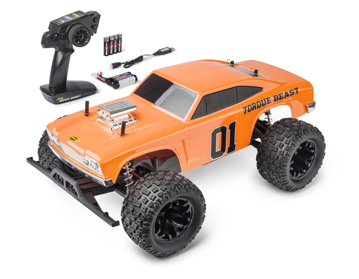 Carson Torque Beast – 1:10 RC Buggy 100% RTR, 2WD Hinterradantrieb, 2,4 GHz Fernsteuerung, Brushed Motor Typ 390, 30 km/h, Li-Ion Akku 7,4 V 1500 mAh, LED-Beleuchtung, orange