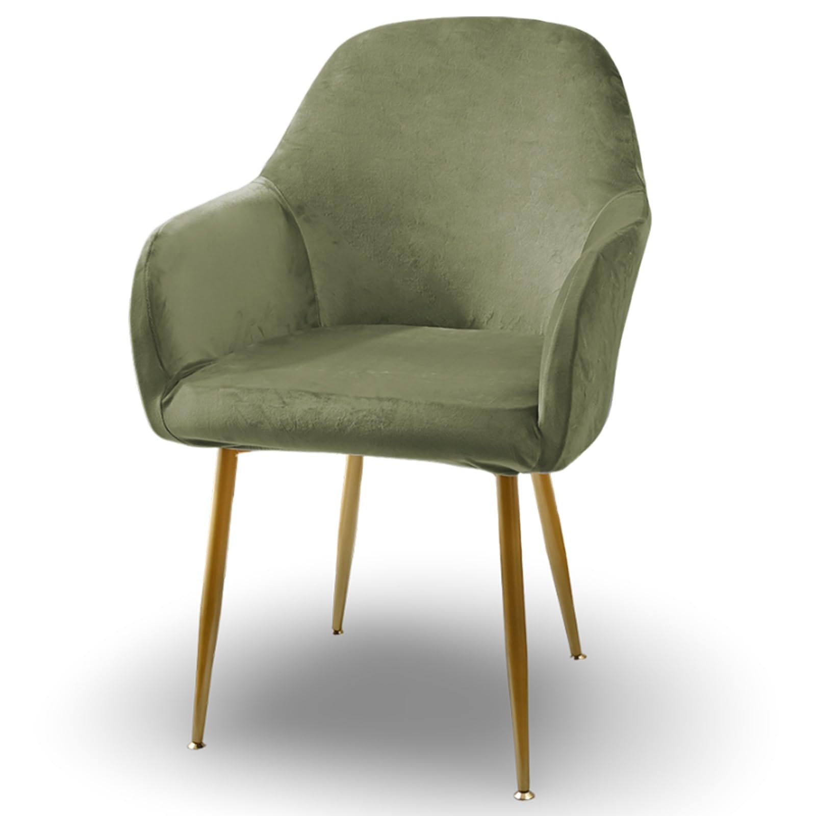 Velvet Chair Covers, Curved Back Dining Room Chair Covers with Arms Stretch Armchair Covers Swivel Chair Bar Stool Covers Armchair Covers Protector for Vanity Kitchen Seat Covers(Hiking Green)
