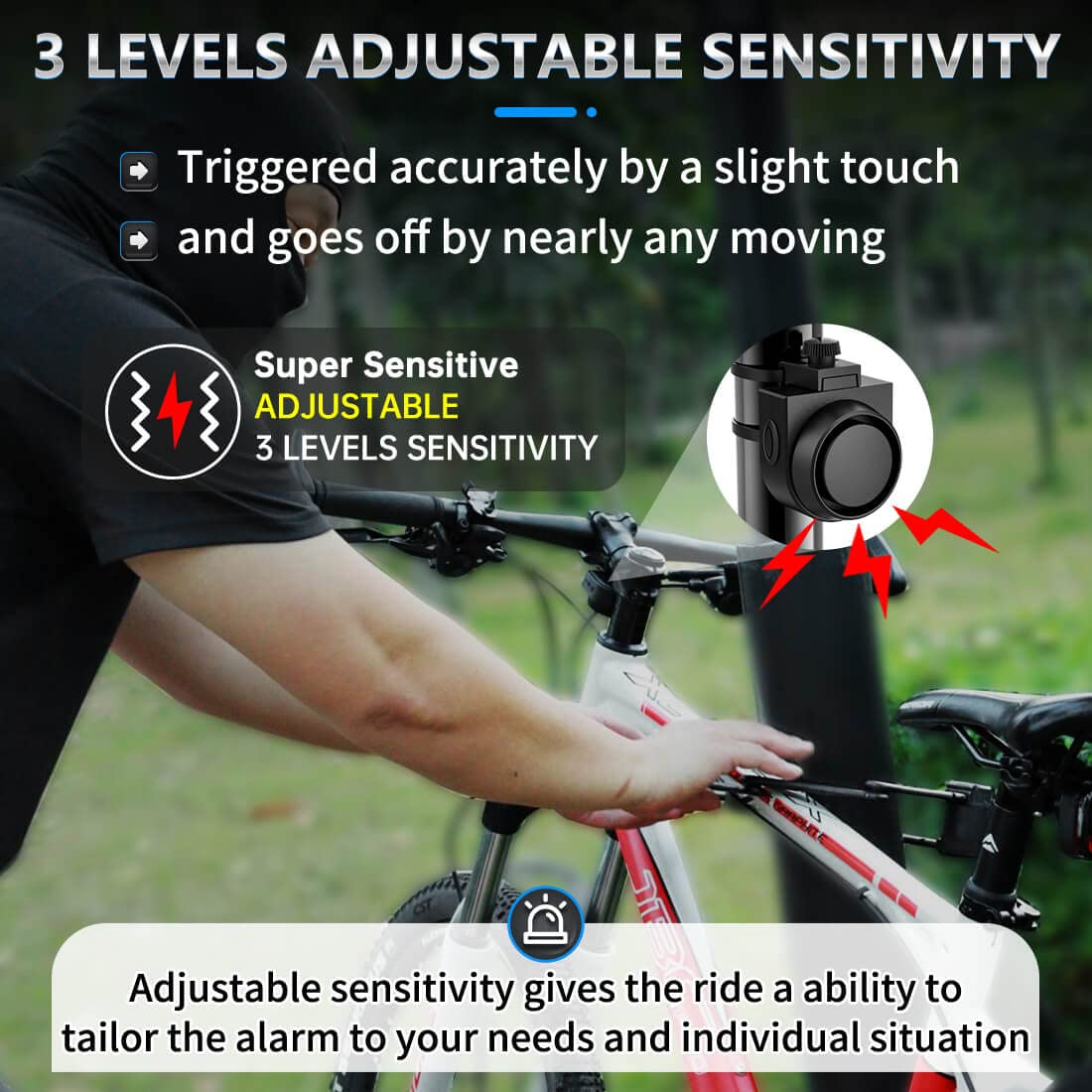 Padonow - Allarme per bicicletta con telecomando wireless