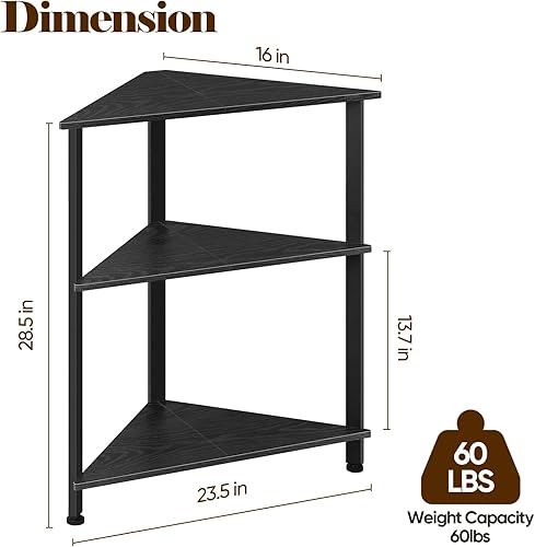 Miniatura 3 de Fogein Mesa auxiliar de esquina, estante de mesa de esquina de 3 niveles para espacio pequeño, mesa auxiliar de esquina triangular, soporte de