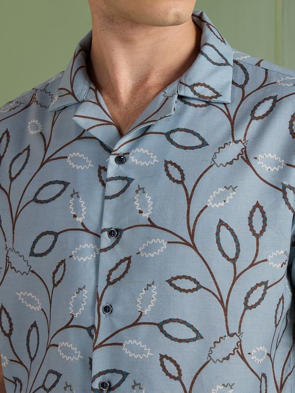 Image of MARK & ALBERT Mens Half Sleeves Printed Shirt