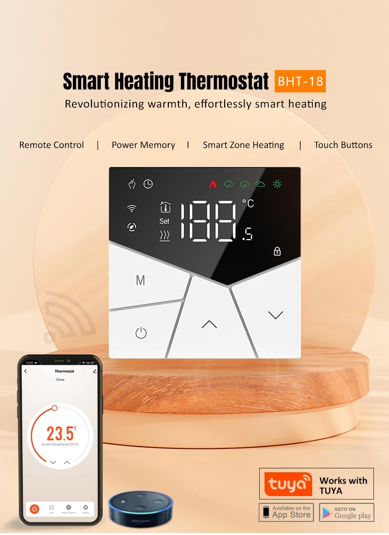 Programowalny inteligentny termostat Wifi z kompatybilnym Alexa Echo Google Home, cyfrowy termostat 16A