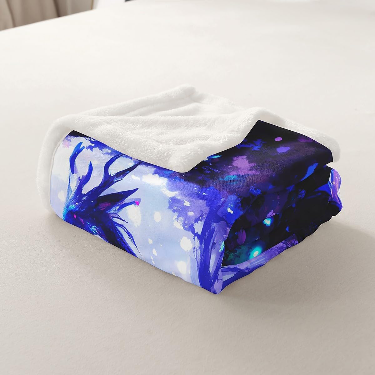 Feelyou Dragon Sherpa Blanket Magical Fantasy Fleece Throw Mythical Creatures Plush Blanket Boho Psychedelic for Sofa Bed Couch,Blue,Queen 90x90 Inch