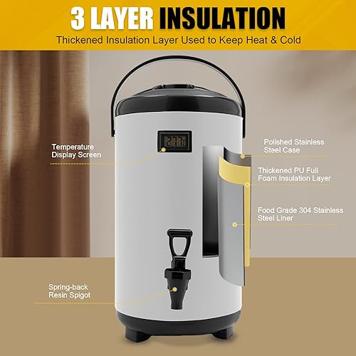 Miniatura 3 de Dispensador de bebidas aislado, dispensador térmico de bebidas frías y calientes de 12 litros3.17 galones, dispensador de bebidas calientes aislado