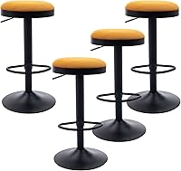 Vista 28 de Taburetes de bar sin espalda, juego de 4 taburetes de bar redondos ajustables para encimera de cocina, taburete giratorio de altura de barra, silla