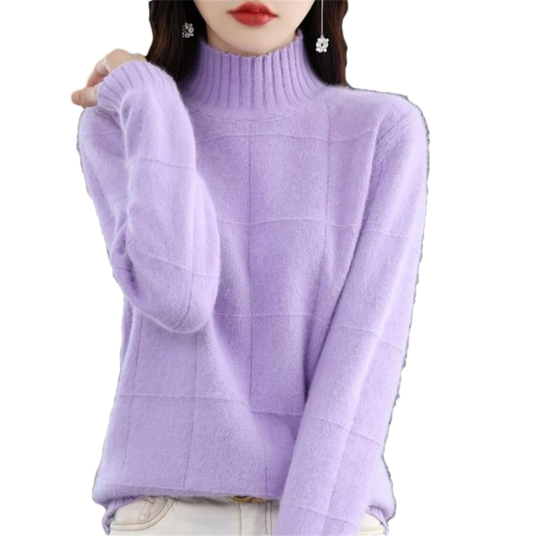 Damski sweter z dzianiny z golfem w jednolitym kolorze wąski sweter biurowy, Pnnrk, L
