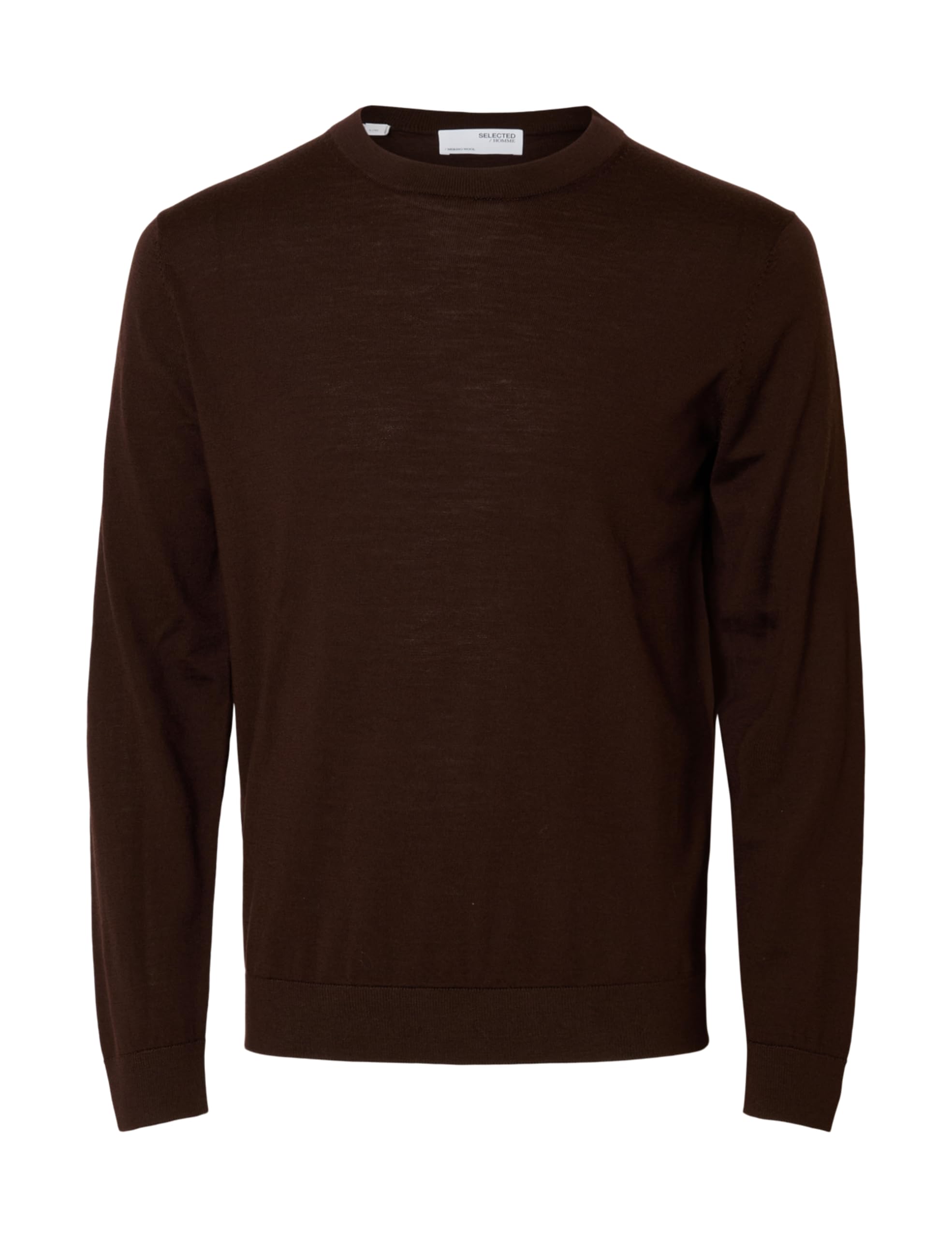 Selected Femme Slhtray LS Knit Merino Crew Neck Noos, Demitasse, L