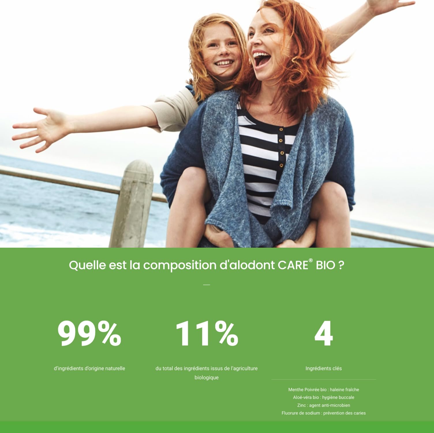 ALODONT CARE ORGANIC | Collutorio Naturale | Protegge le Gengive | Rinfresca l'Alito | Menta Piperita e Aloe Vera Biologica | Dai 6 anni in su | Confezione da 4 x 500 ml