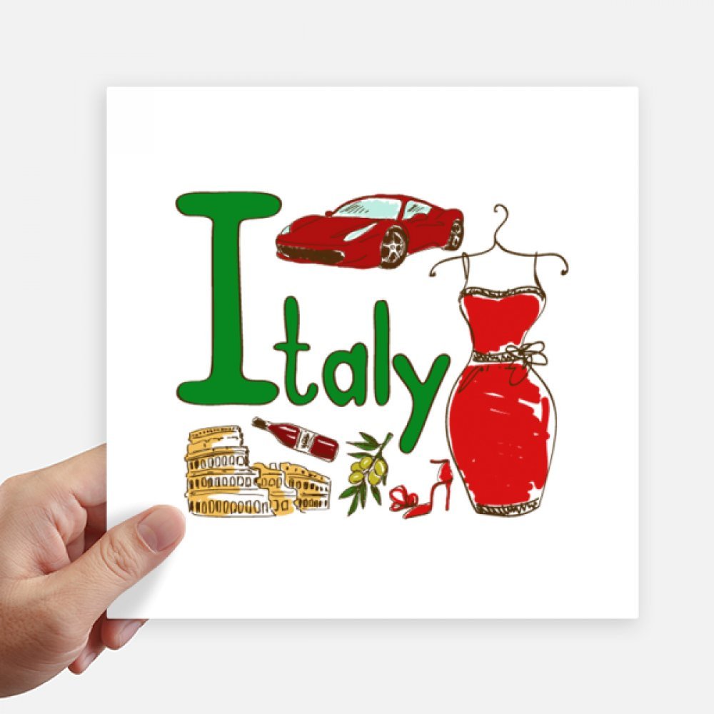 Pegatinas cuadradas de Italia de 20 cm para pared y maleta pack de 4