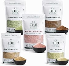 THH Amla Reetha Shikakai Bhringraj and Hibiscus Powder (250g each) for Hair Damage Hair Growth & Hair Mask (Combo of 5)