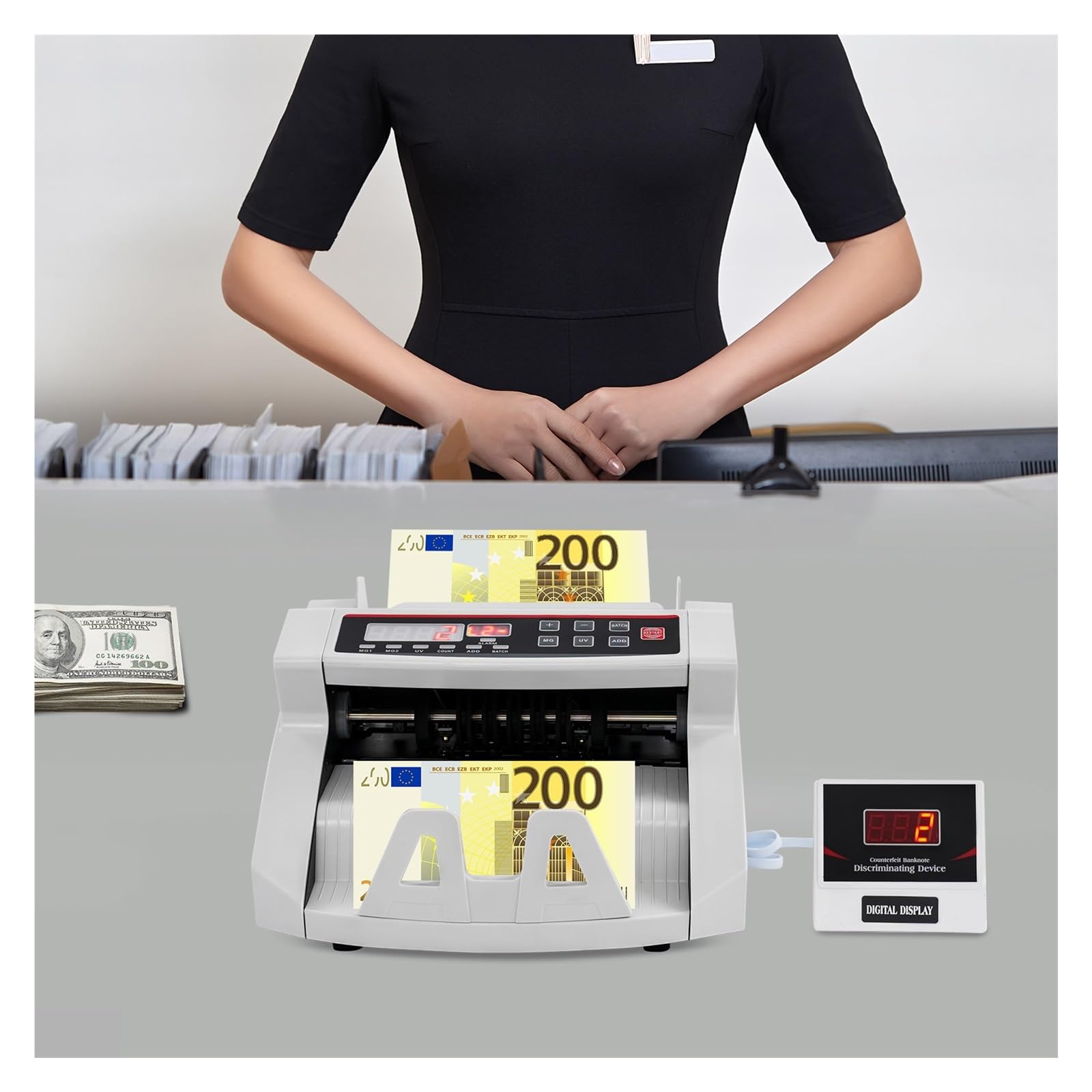 Compteur d'argent, Compteur d'argent 4 en 1, détecteur de billets et devises portable 900 billets/min for les banques