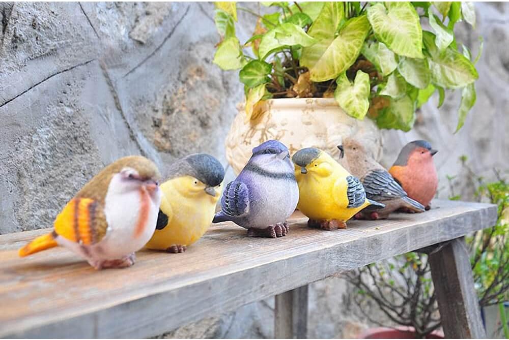 VILIGHT Garden Statue Birds Decor Gifts for Mom Aunt and Sister - Outdoor Indoor Decoration at Lawn and Yard - Real Birds Size Set of 6