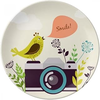 Illustration Bird Greeting on Camera Dessert Plate Decorative Porcelain 8 inch Dinner Home