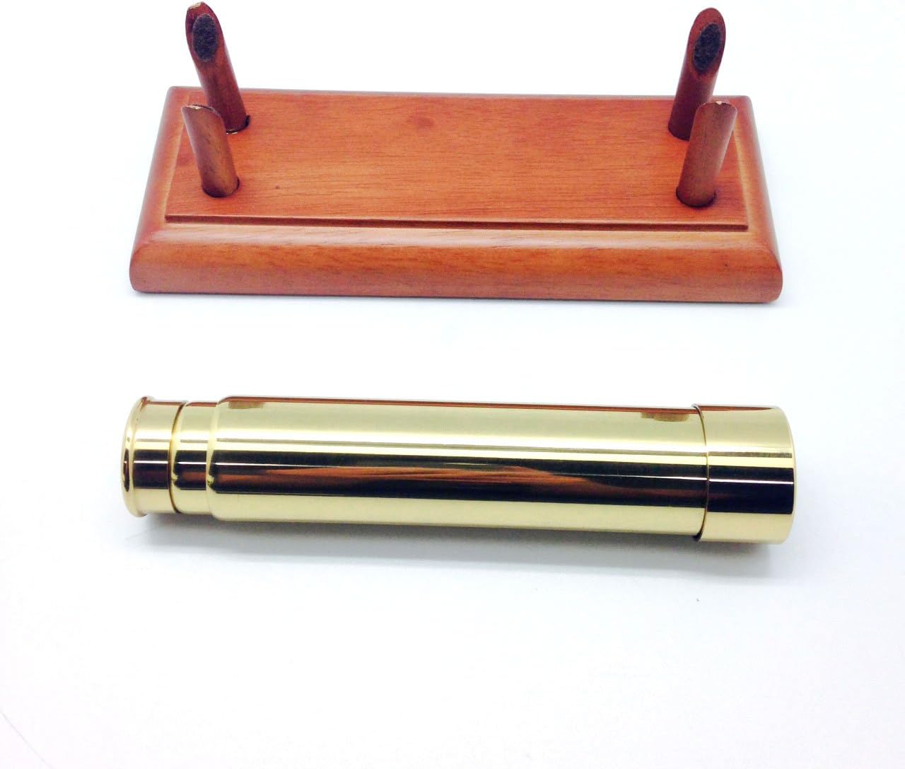 Executive Gold Brass Telescope in Wood Base