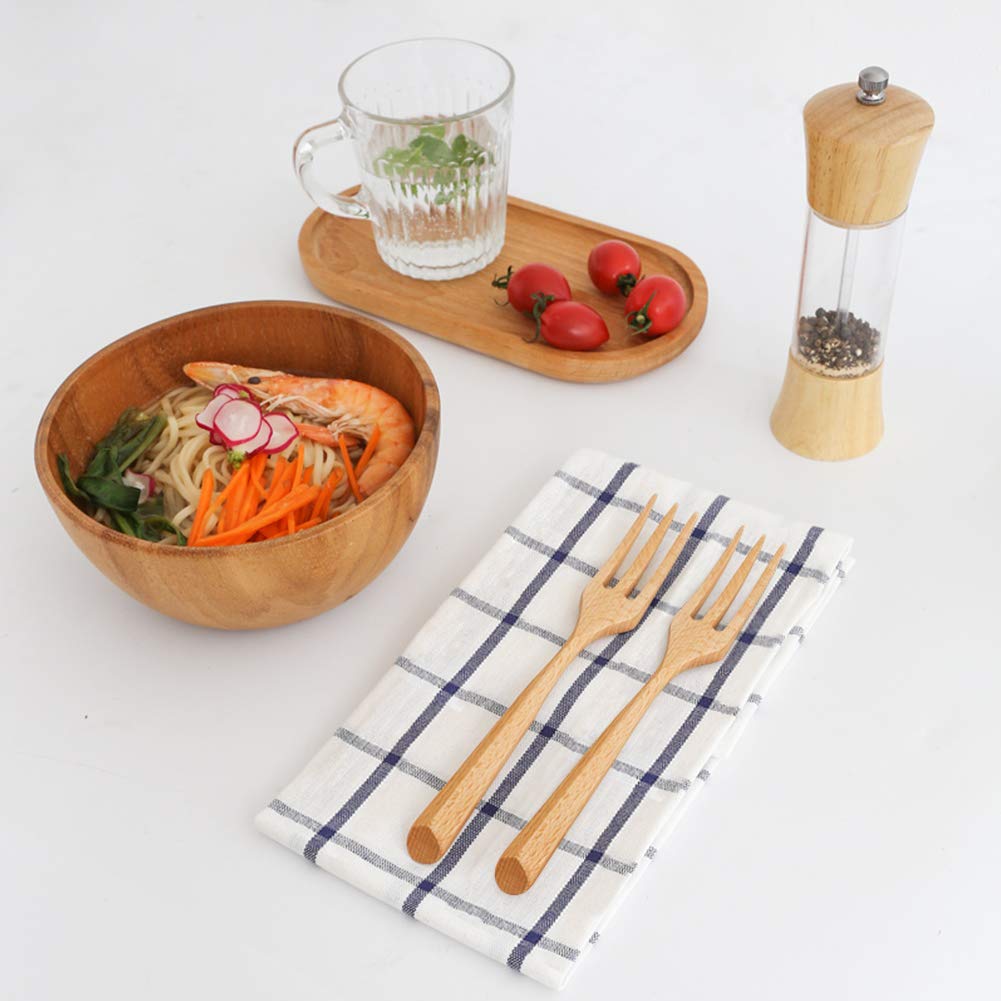 Holzgabeln, Holzgabeln, 5 Stück, Holzgabel zum Essen, wiederverwendbar, japanischer Stil, Holz, Salat, Abendessen, handgefertigt, Naturholzgabel für Nudeln, Obst, Nudeln