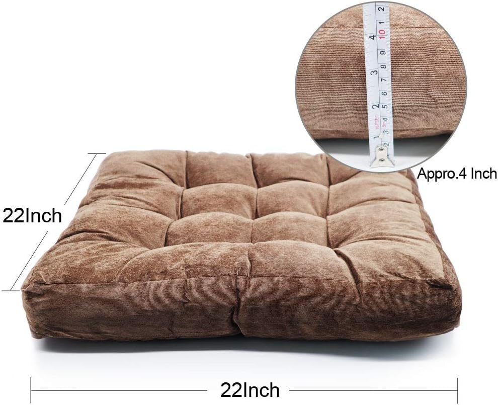 Image of Floor Pillow, Square Meditation Pillow for Seating on Floor Solid Thick Tufted Seat Cushion Meditation Cushion for Yoga Living Room Sofa Balcony Outdoor