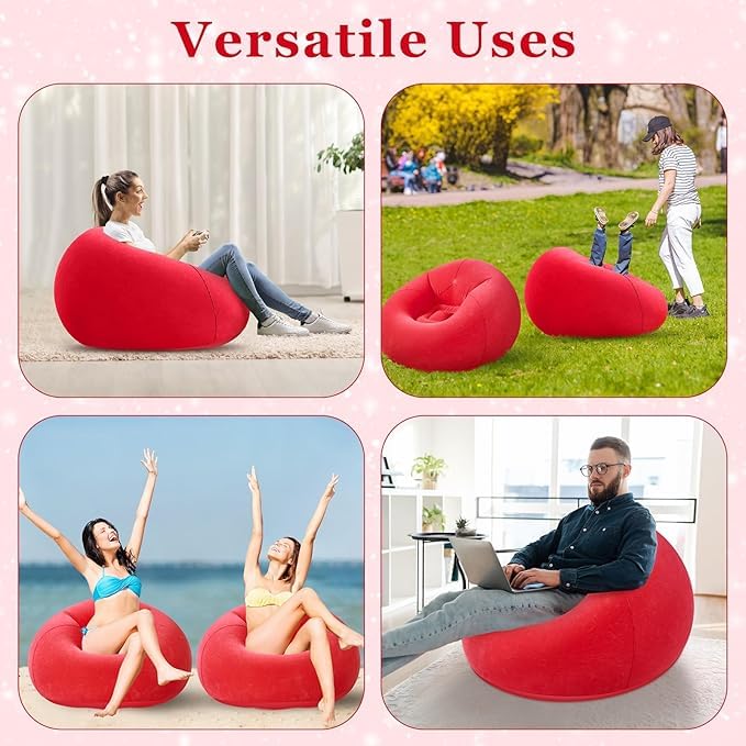 GETZET Inflatable Sofa with Bean Bag Lounge Chair Inflatable Lazy Sofa Folding Portable Chair for Living Room Bedroom Balcony Reading (not Included Air Pump) -Multicolor (1 pcs) 4
