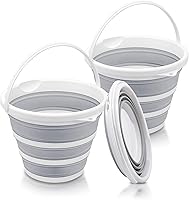 SOKINCLR 2-Pack 10L Collapsible Buckets - Durable Portable for RV Camping Car Wash Gardening Fishing - Space-Saving Multi-Purpose