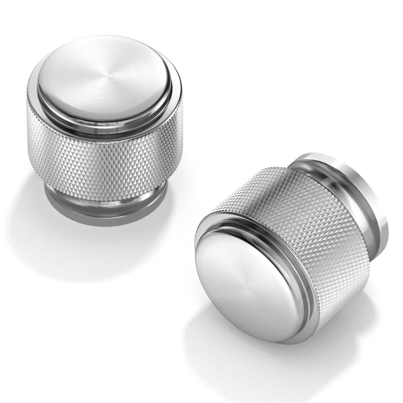 FURNIWARE Lot de 10 boutons de placard en nickel satiné brossé, poignée à trou unique de 25 mm, tirettes d'armoire de cuisine argentées, boutons de porte modernes pour tiroir, commode, garde-robe